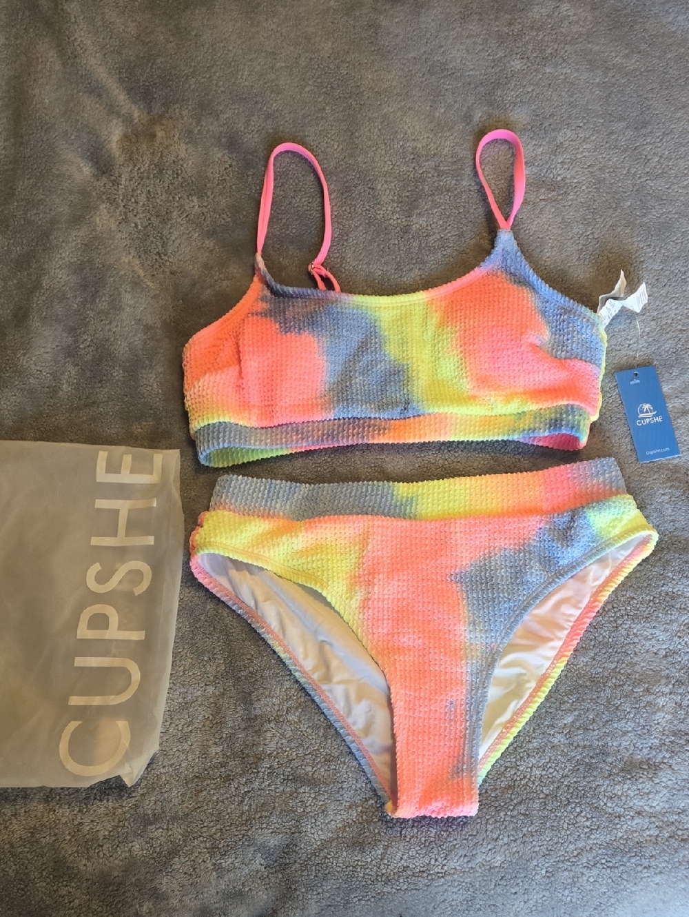 New! Cupshe Neon Tye Dye Bikini Swimwear Size Medium